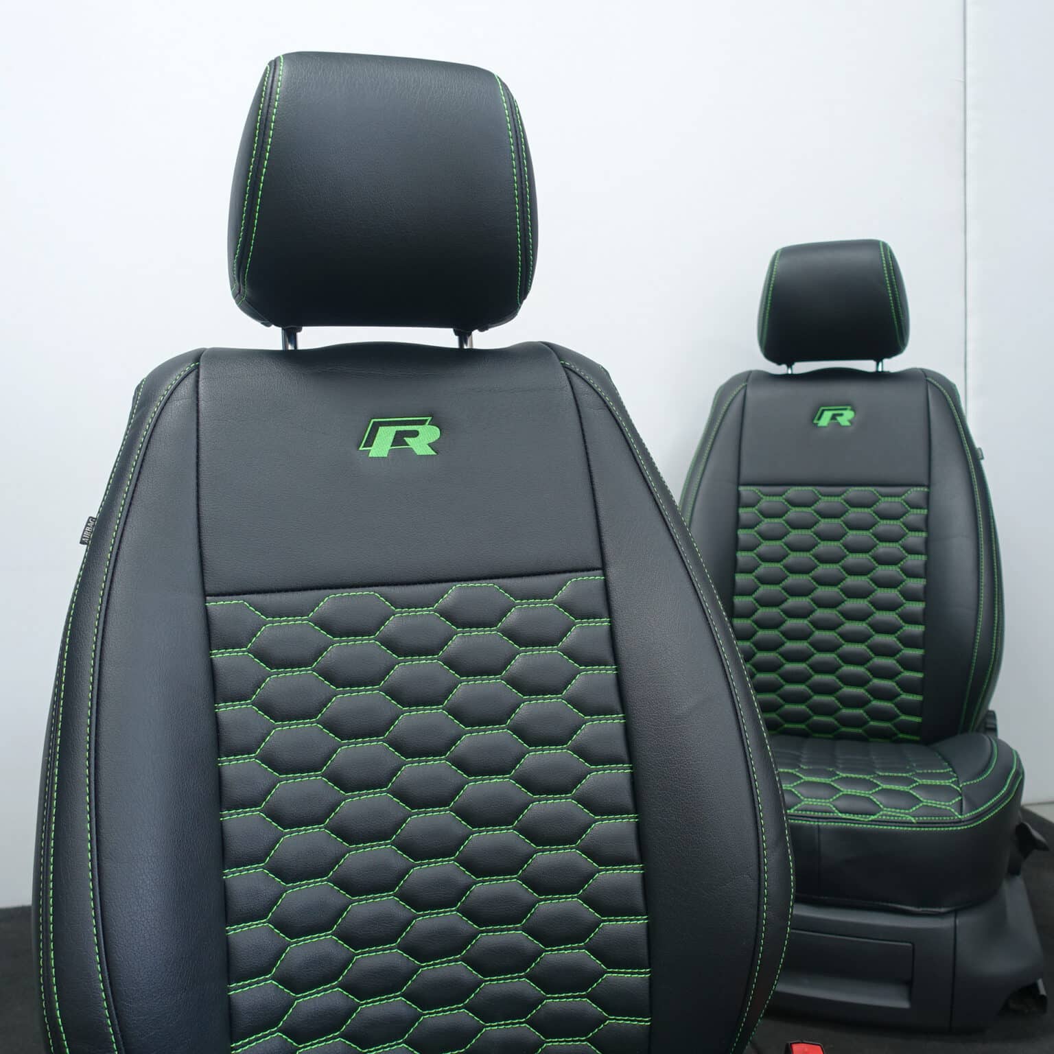 Home 11 VW Caddy fitted in our viper green hexagon stitched ezee cover