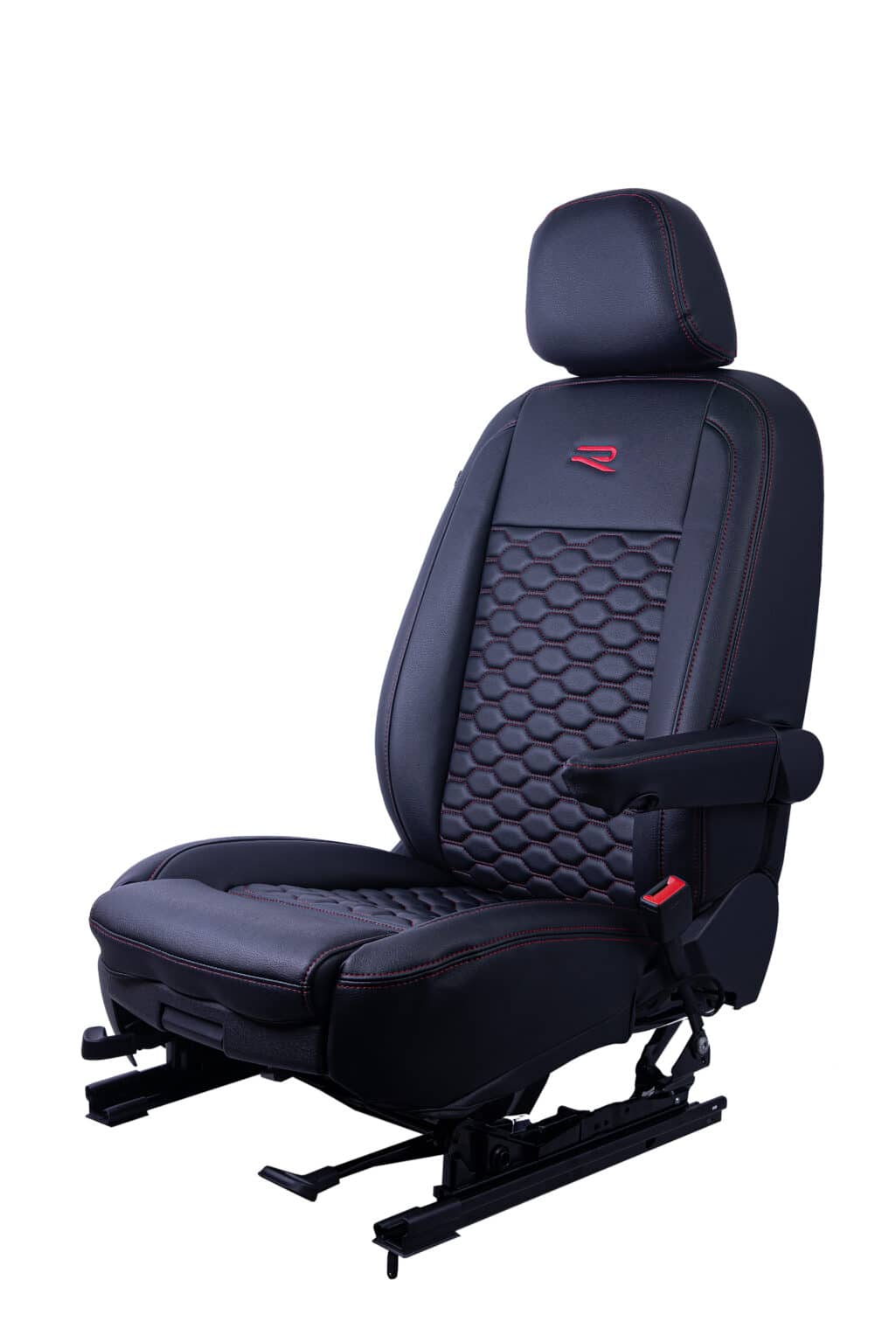 Home 10 Red stitched Mk5 VW Caddy Ezee Parts seat covers with red R logo